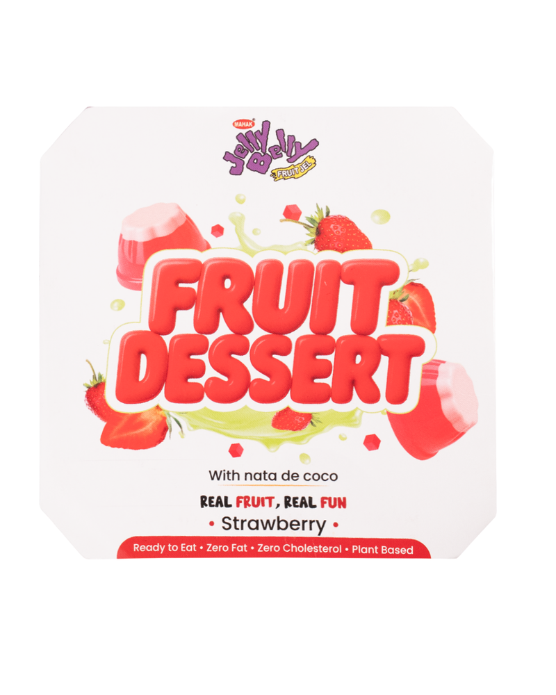Mahak Jelly Belly Fruit Dessert with Nata De Coco  (Pack of 4)  - Strawberry