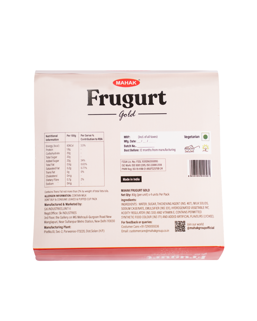 Mahak Frugurt Gold, Lychee Yogurt flavoured Jelly - Pack of 4